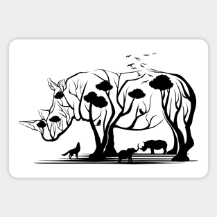 Rhino Tree Illustration Magnet